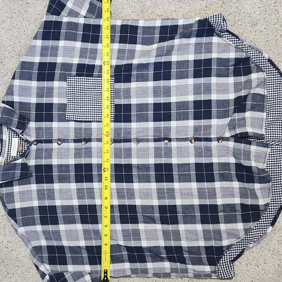 ANTHROPOLOGIE Pilcro The Bo Boyfriend Flannel Gingham Navy Blue Shirt | Size M/L - Picture 6 of 11